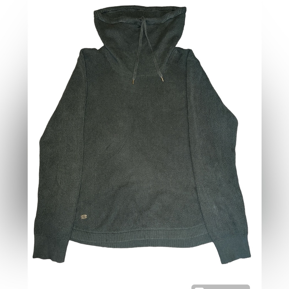 Lauren by Ralph Lauren Cotton Cowl-Neck Sweater Top with Drawstrings-Large